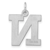 Sterling Silver Letter N Pendant, Bold Block Initial Charm, Unisex Monogram Jewelry