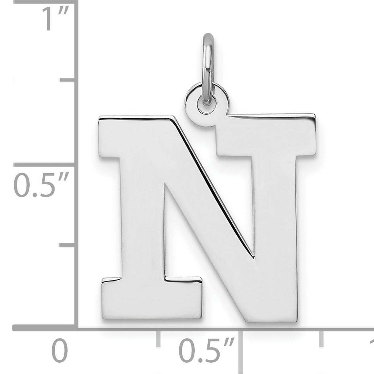 Sterling Silver Letter N Pendant, Bold Block Initial Charm, Unisex Monogram Jewelry