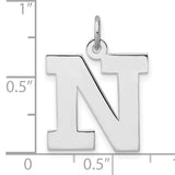 Sterling Silver Letter N Pendant, Bold Block Initial Charm, Unisex Monogram Jewelry