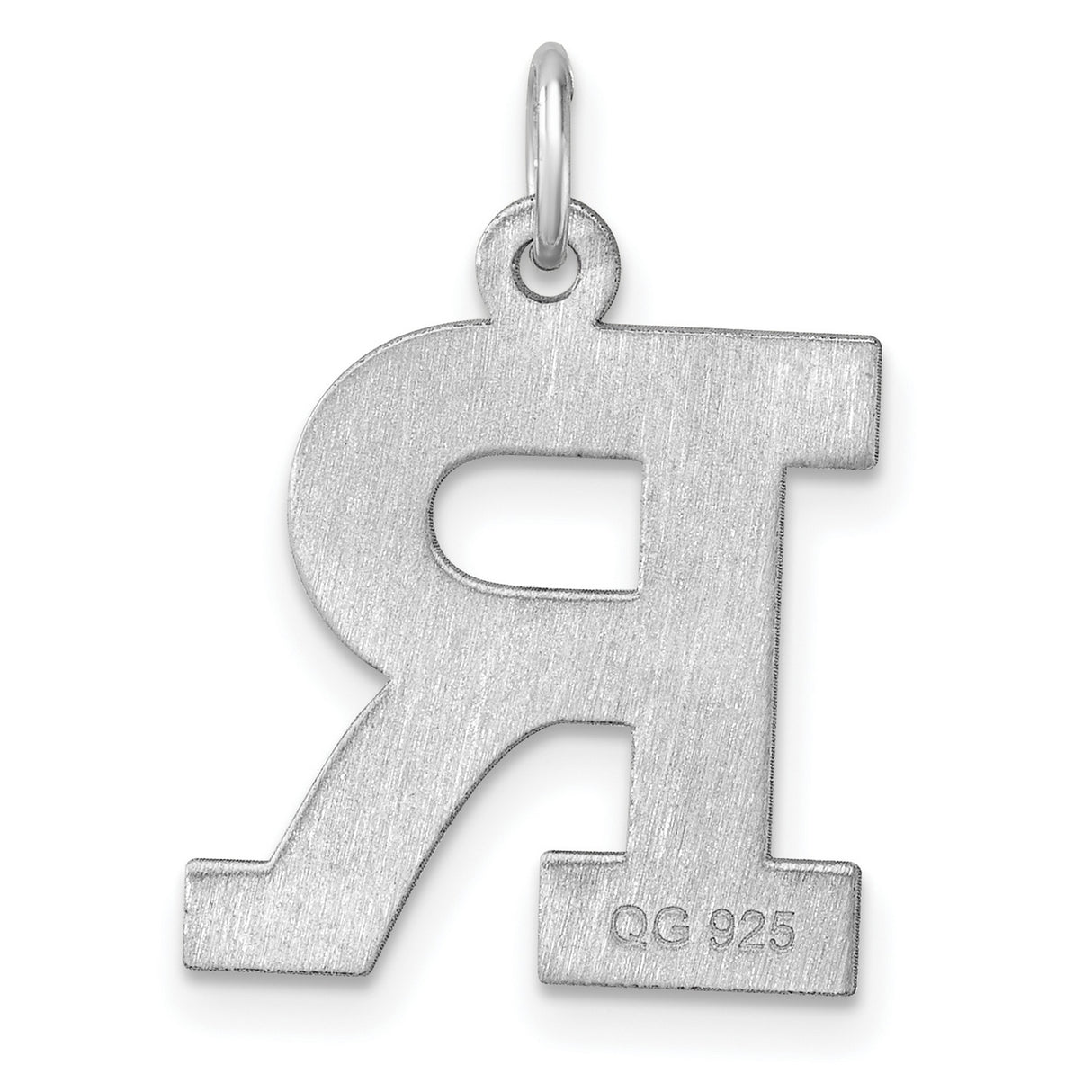 Sterling Silver Letter R Pendant Charm, Polished Initial Jewelry for Men or Women