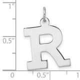 Sterling Silver Letter R Pendant Charm, Polished Initial Jewelry for Men or Women