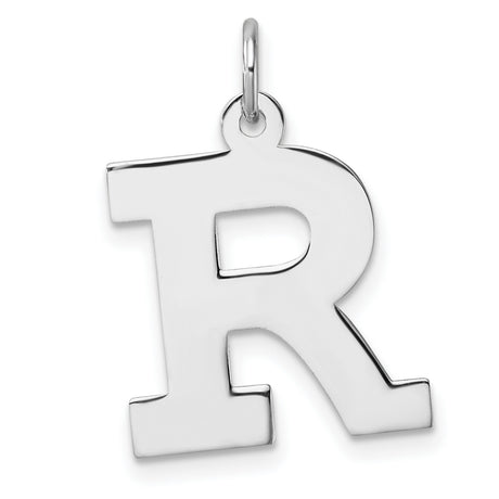Sterling Silver Letter R Pendant Charm, Polished Initial Jewelry for Men or Women