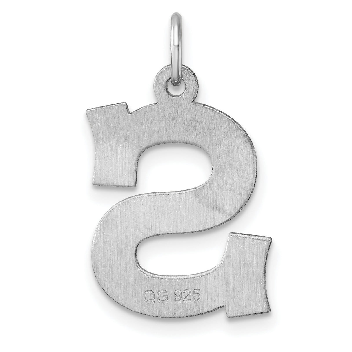Sterling Silver Letter S Pendant Charm, Polished Block Initial Design, Unisex Jewelry