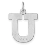 Sterling Silver Initial U Pendant, Polished Block Letter Charm Jewelry for Women or Unisex Wear