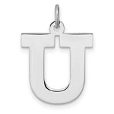 Sterling Silver Initial U Pendant, Polished Block Letter Charm Jewelry for Women or Unisex Wear