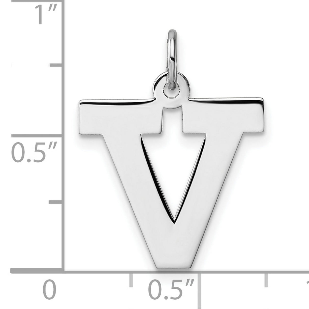 Sterling Silver Letter V Pendant with Cutout Christian Cross Symbol, Unisex Religious Jewelry