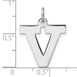 Sterling Silver Letter V Pendant with Cutout Christian Cross Symbol, Unisex Religious Jewelry