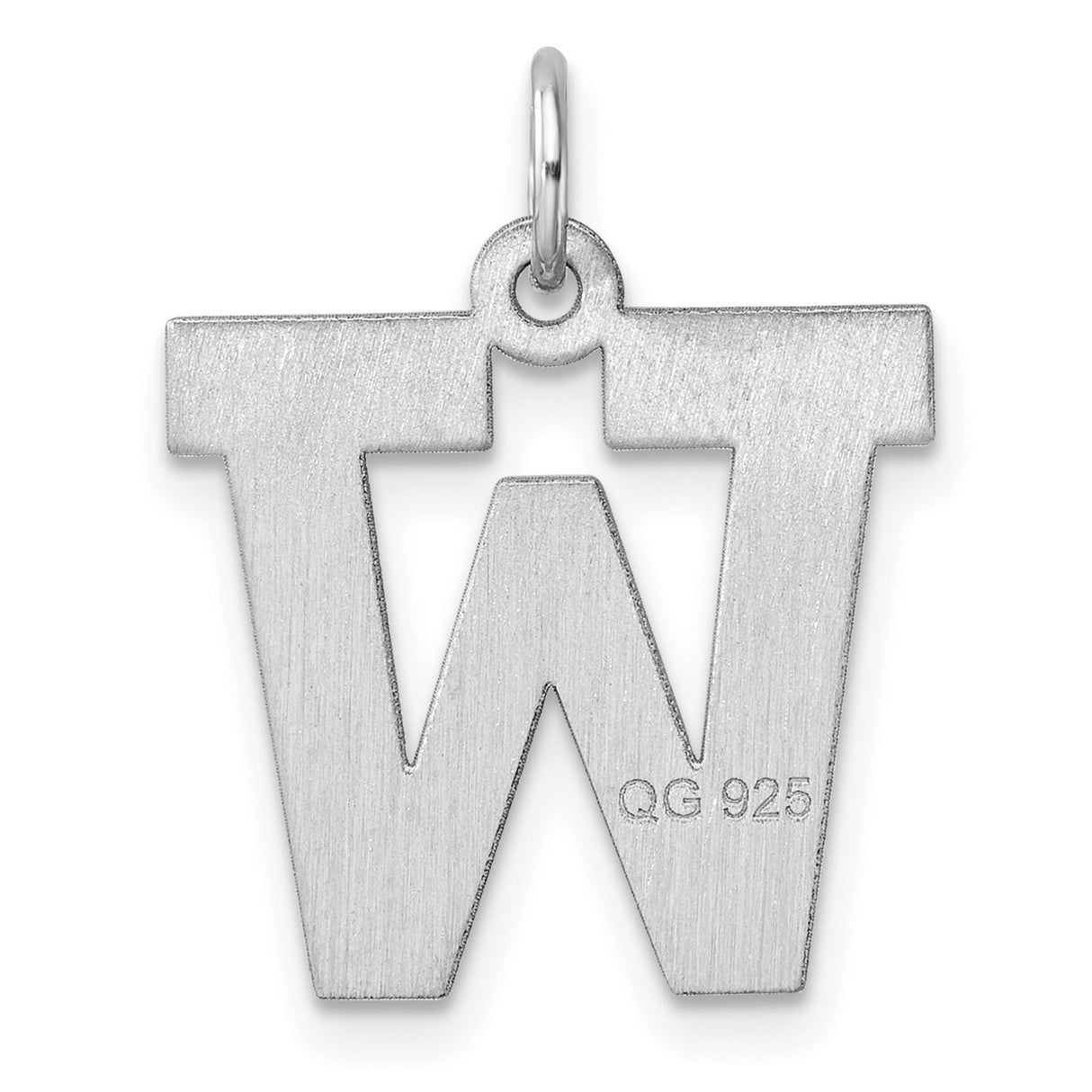 Sterling Silver Letter W Pendant Charm, Bold Block Uppercase Initial, Unisex Monogram Jewelry