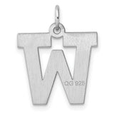 Sterling Silver Letter W Pendant Charm, Bold Block Uppercase Initial, Unisex Monogram Jewelry