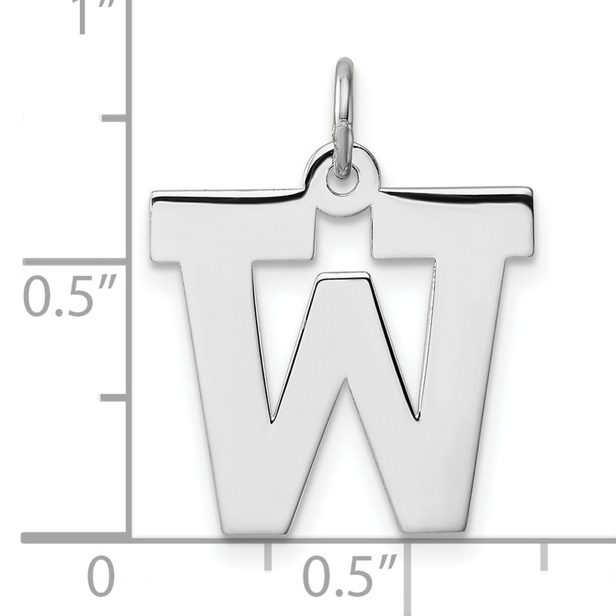 Sterling Silver Letter W Pendant Charm, Bold Block Uppercase Initial, Unisex Monogram Jewelry