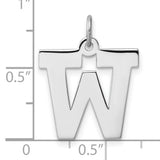 Sterling Silver Letter W Pendant Charm, Bold Block Uppercase Initial, Unisex Monogram Jewelry