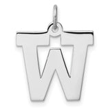 Sterling Silver Letter W Pendant Charm, Bold Block Uppercase Initial, Unisex Monogram Jewelry