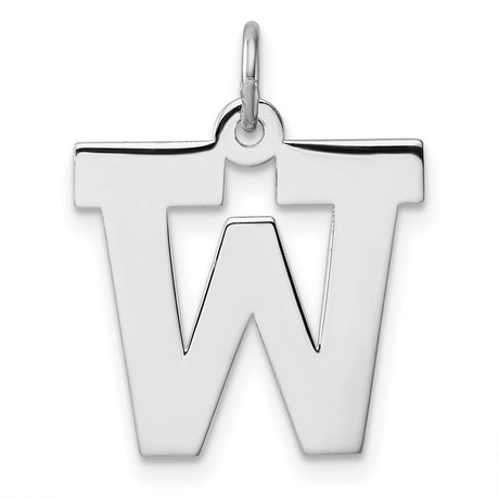 Sterling Silver Letter W Pendant Charm, Bold Block Uppercase Initial, Unisex Monogram Jewelry