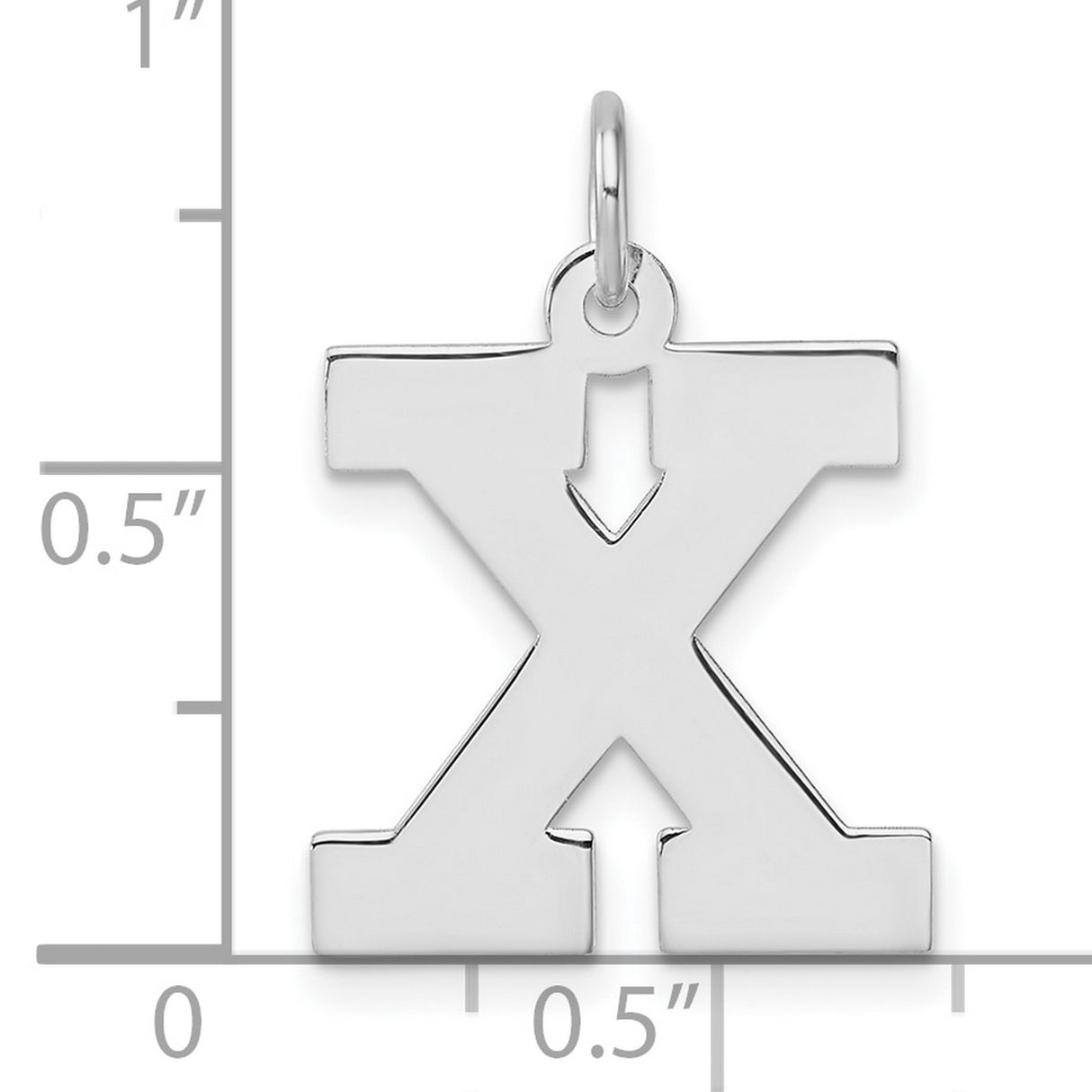 Sterling Silver Letter X Pendant Charm, Polished Block Initial, Unisex Alphabet Jewelry