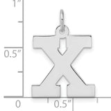 Sterling Silver Letter X Pendant Charm, Polished Block Initial, Unisex Alphabet Jewelry