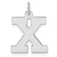 Sterling Silver Letter X Pendant Charm, Polished Block Initial, Unisex Alphabet Jewelry