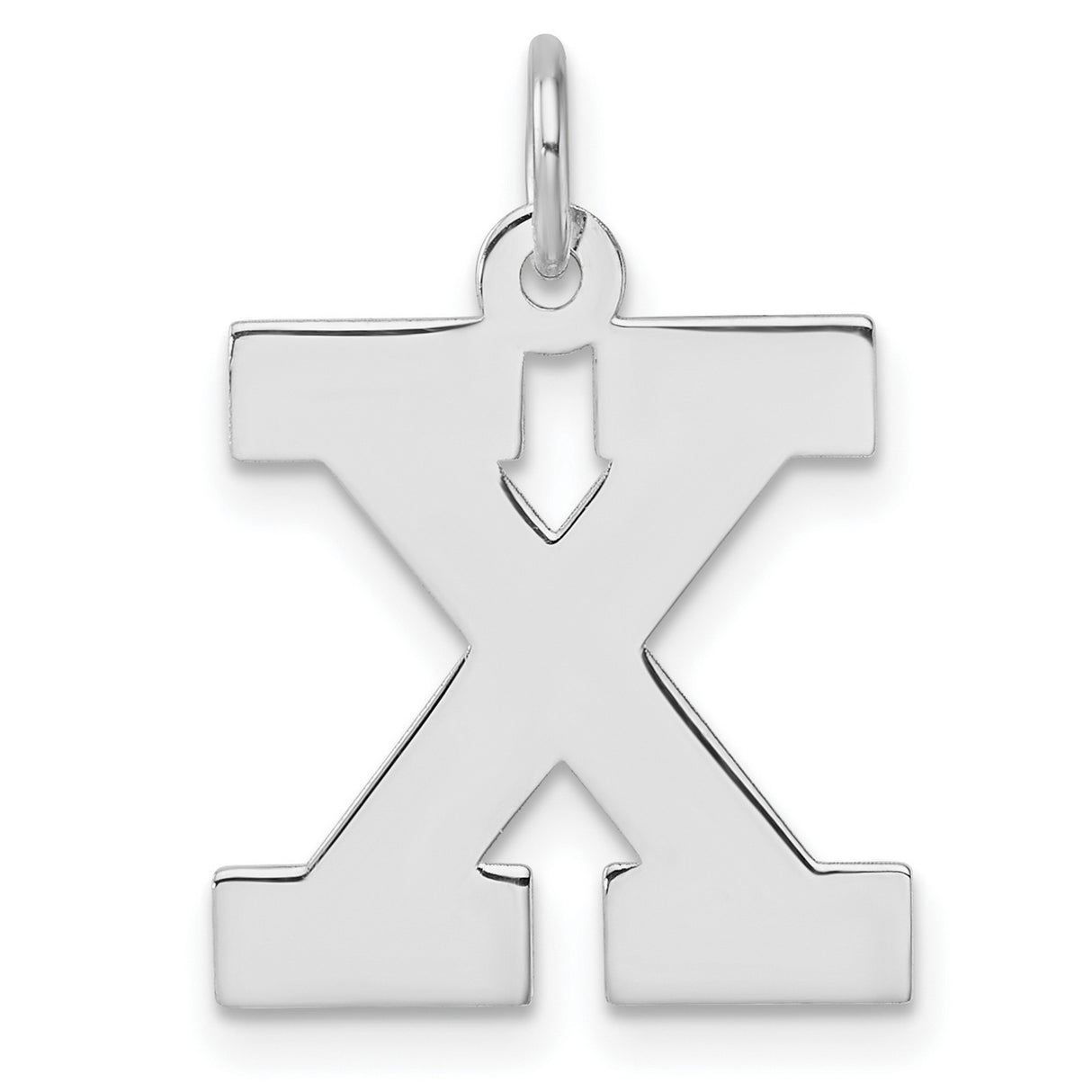Sterling Silver Letter X Pendant Charm, Polished Block Initial, Unisex Alphabet Jewelry