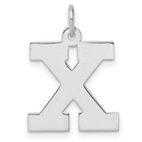 Sterling Silver Letter X Pendant Charm, Polished Block Initial, Unisex Alphabet Jewelry