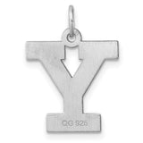 Sterling Silver Pendant Charm with Cutout Block Letter Y, Bold Uppercase Alphabet Design