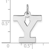 Sterling Silver Pendant Charm with Cutout Block Letter Y, Bold Uppercase Alphabet Design