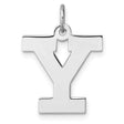 Sterling Silver Pendant Charm with Cutout Block Letter Y, Bold Uppercase Alphabet Design