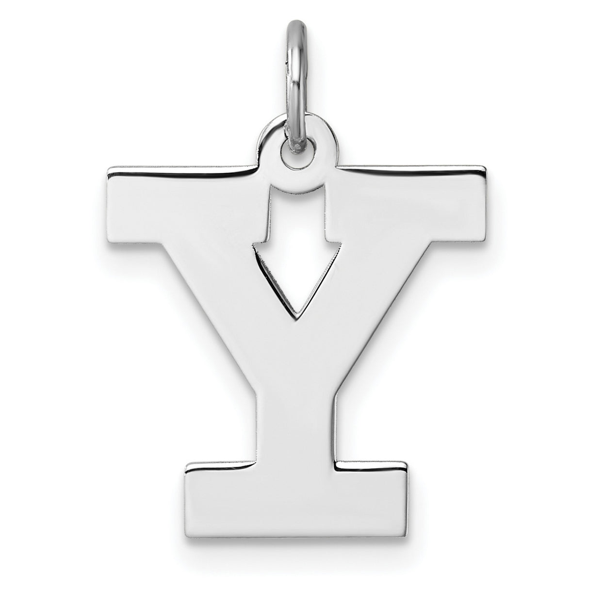Sterling Silver Pendant Charm with Cutout Block Letter Y, Bold Uppercase Alphabet Design