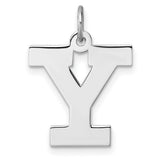 Sterling Silver Pendant Charm with Cutout Block Letter Y, Bold Uppercase Alphabet Design