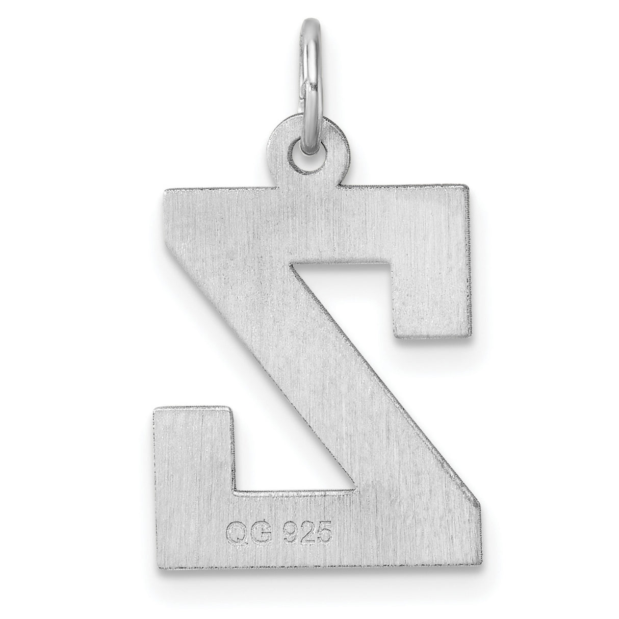 Sterling Silver Letter Z Pendant Charm, Polished Block Font Initial Jewelry for Men and Women