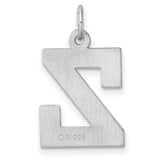 Sterling Silver Letter Z Pendant Charm, Polished Block Font Initial Jewelry for Men and Women