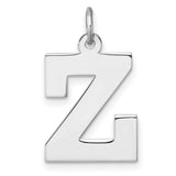 Sterling Silver Letter Z Pendant Charm, Polished Block Font Initial Jewelry for Men and Women