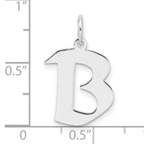 Sterling Silver Letter B Pendant Charm, Bold Block Alphabet Style for Women or Unisex Wear