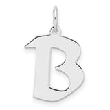 Sterling Silver Letter B Pendant Charm, Bold Block Alphabet Style for Women or Unisex Wear