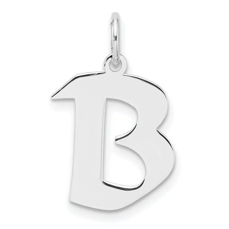 Sterling Silver Letter B Pendant Charm, Bold Block Alphabet Style for Women or Unisex Wear