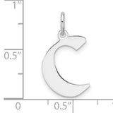Sterling Silver Letter C Pendant, Polished Initial Charm, Minimalist Alphabet Jewelry