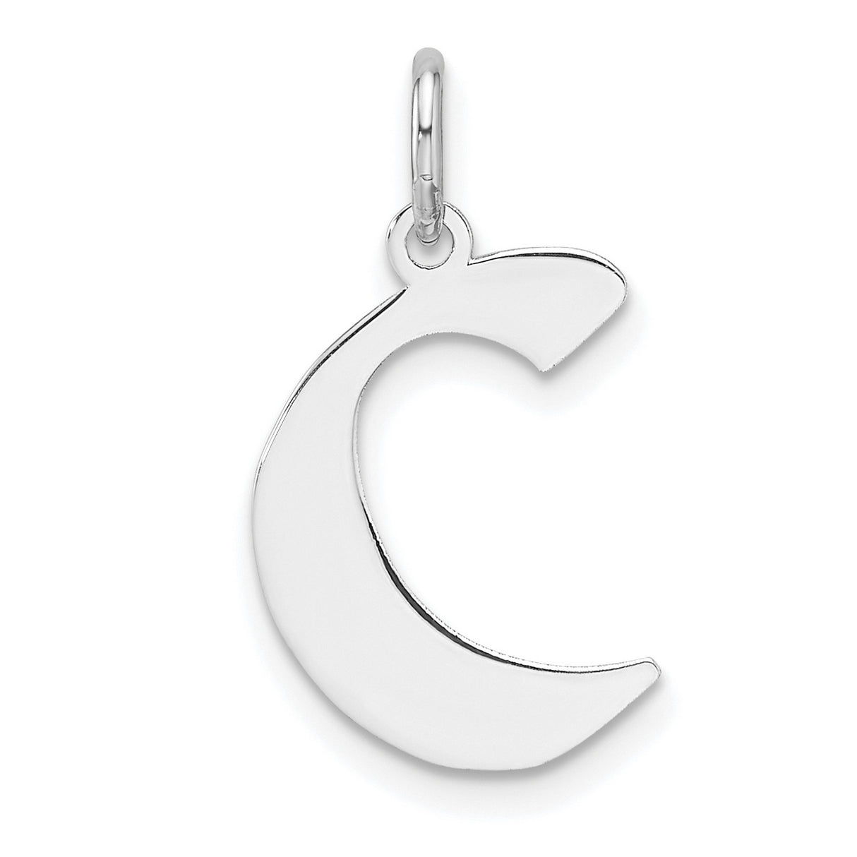 Sterling Silver Letter C Pendant, Polished Initial Charm, Minimalist Alphabet Jewelry