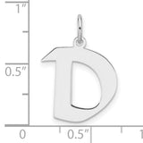 Sterling Silver Initial Pendant with Block Letter D, Polished Minimalist Design