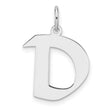 Sterling Silver Initial Pendant with Block Letter D, Polished Minimalist Design