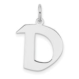 Sterling Silver Initial Pendant with Block Letter D, Polished Minimalist Design