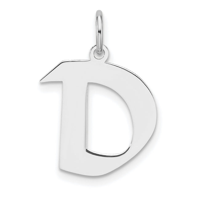 Sterling Silver Initial Pendant with Block Letter D, Polished Minimalist Design