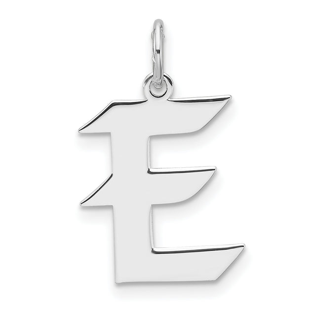 Sterling Silver Letter E Pendant, Modern Initial Charm, Unisex Minimalist Design