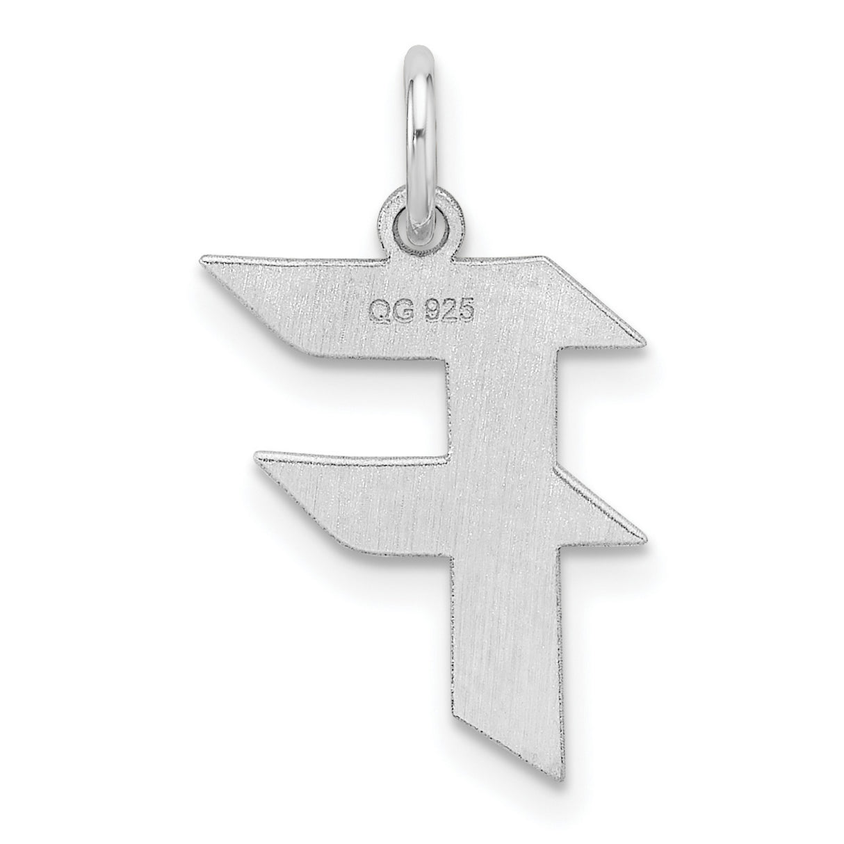 Sterling Silver Pendant, Bold Angular F Logo Letter Charm, Modern Gaming Style Unisex Jewelry