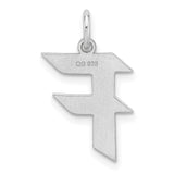 Sterling Silver Pendant, Bold Angular F Logo Letter Charm, Modern Gaming Style Unisex Jewelry