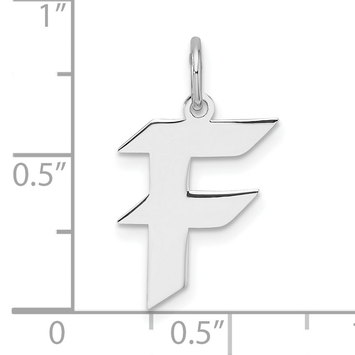 Sterling Silver Pendant, Bold Angular F Logo Letter Charm, Modern Gaming Style Unisex Jewelry