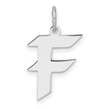 Sterling Silver Pendant, Bold Angular F Logo Letter Charm, Modern Gaming Style Unisex Jewelry