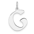 Sterling Silver Initial Pendant Charm, Script Letter G, Polished Modern Style