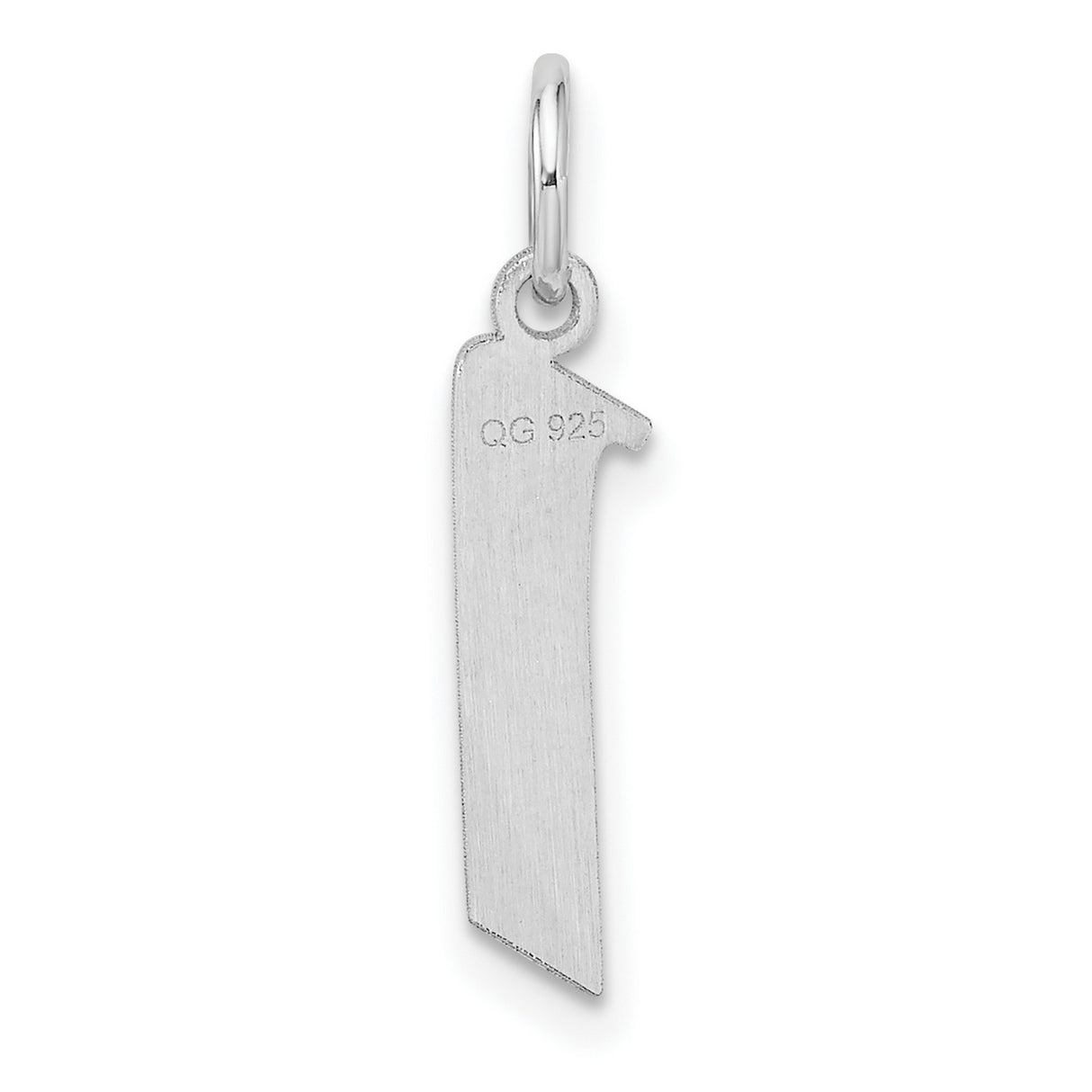 Sterling Silver Number One Charm Pendant, Polished Athletic Symbol, Unisex Jewelry