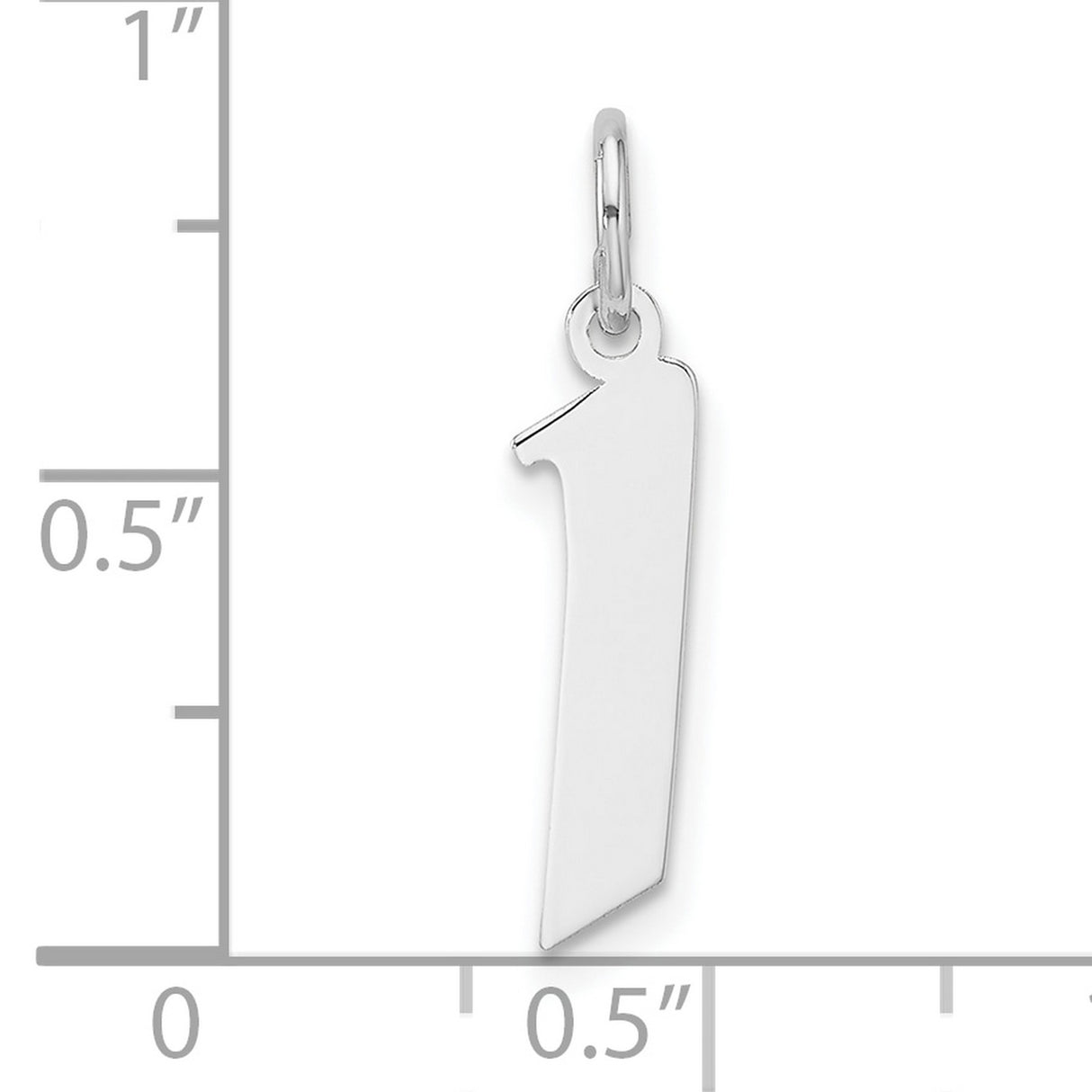 Sterling Silver Number One Charm Pendant, Polished Athletic Symbol, Unisex Jewelry