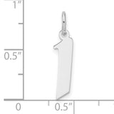 Sterling Silver Number One Charm Pendant, Polished Athletic Symbol, Unisex Jewelry