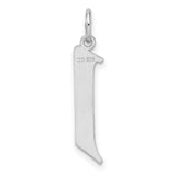 Sterling Silver Pendant Charm, Number One Symbol, Sleek Polished Motivational Design
