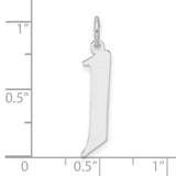 Sterling Silver Pendant Charm, Number One Symbol, Sleek Polished Motivational Design